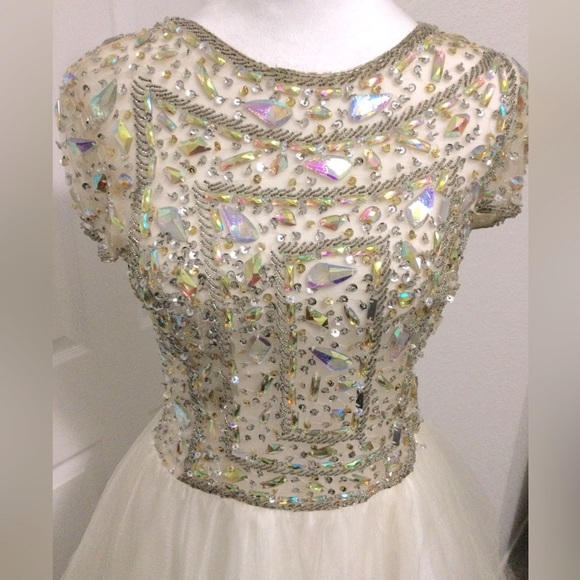 Terani Couture Beading Prom Homecoming Short Sleeve Dress Size 8 - Picture 7 of 14